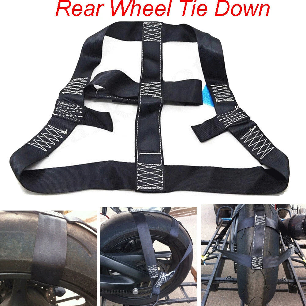 Motorbike Motorcycle Rear Wheel Handlebar Transport Tie Down Strong Strap Holder