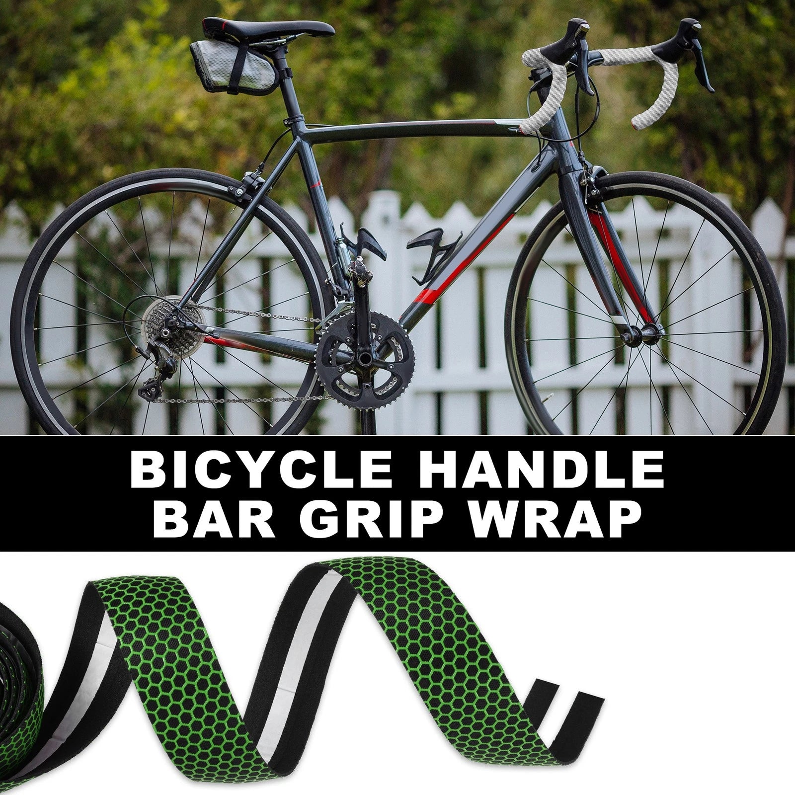 Handlebar Tape Set Honeycomb Pattern Non-Slip for Mountain Bike (Green)