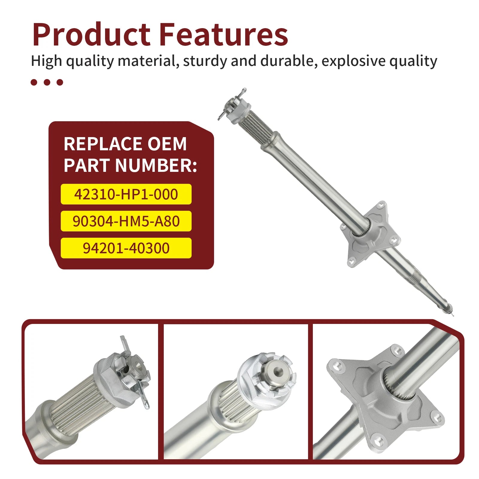 Rear Wheel Axle Shaft + Nuts for Honda TRX450R TRX450ER (2004–2014) 42310-HP1-000