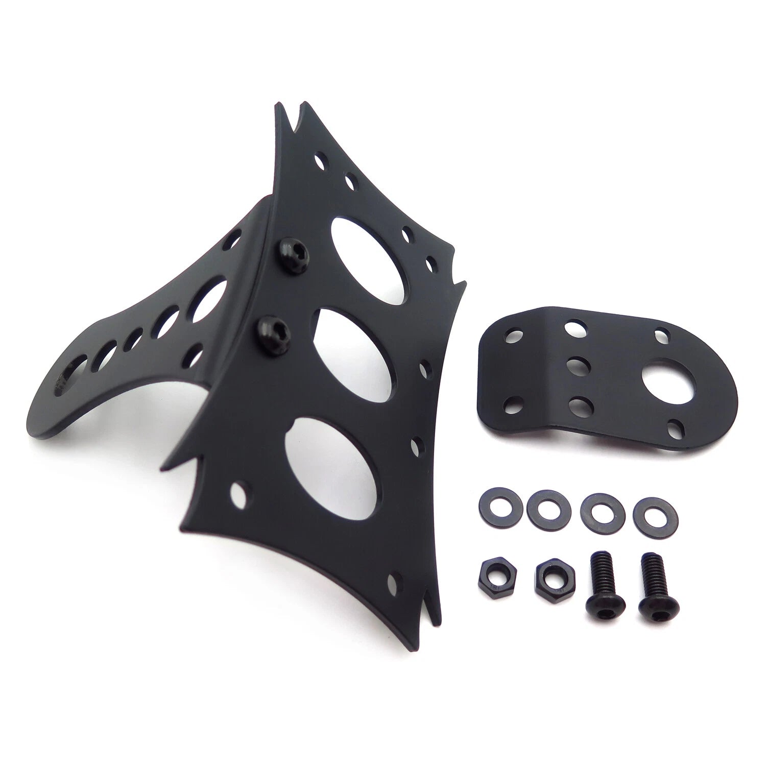 HTT Motorcycle Side Mount License Plate for Custom Bikes (Black)