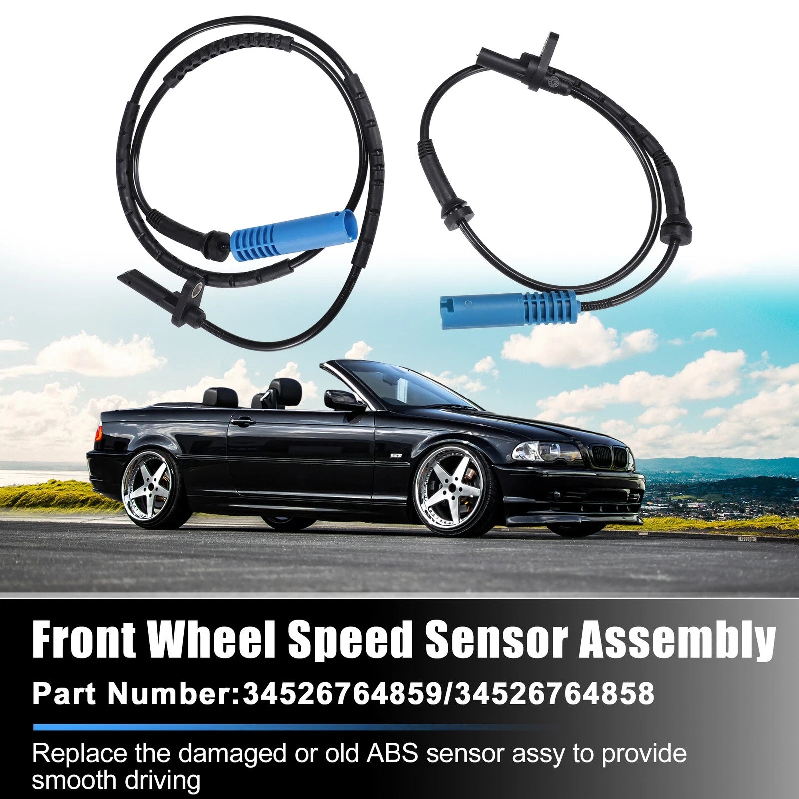 4pcs ABS Wheel Speed Sensor Front Rear Left Right for BMW 325xi (2001–2005)