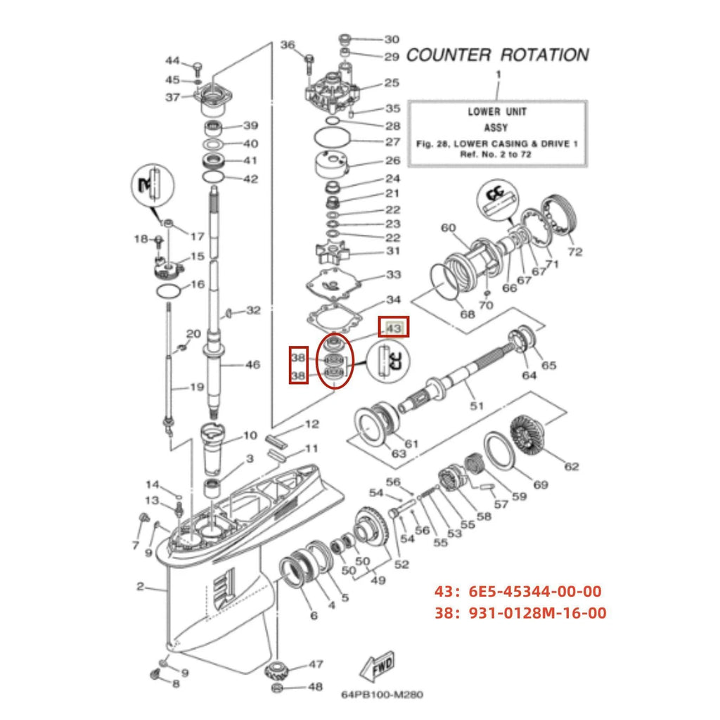 Oil Seal Combo for Yamaha Water Pump (93101-28M16, 6E5-45344)