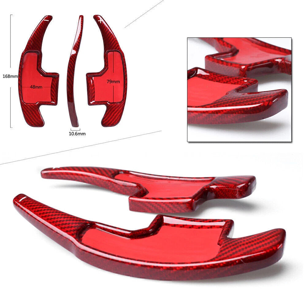 Steering Wheel Paddle Shift Extensions for Ford Mustang (2015–2017) Carbon Fiber Red