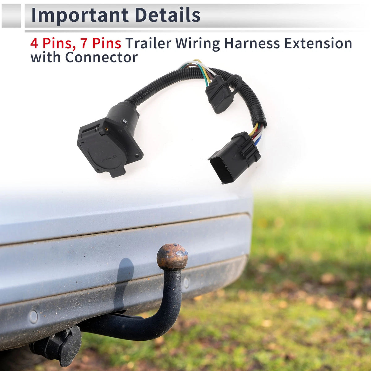 4-Pin 7-Pin Trailer Wiring Connector Cord for Jeep Commander (2010)