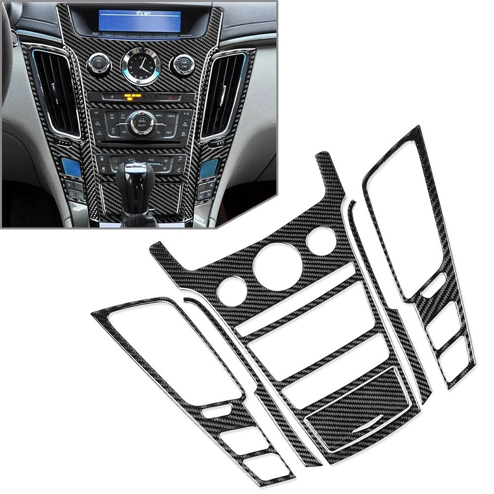 6Pcs Carbon Fiber Center Console Cover Trim for Cadillac CTS (2008–2013)