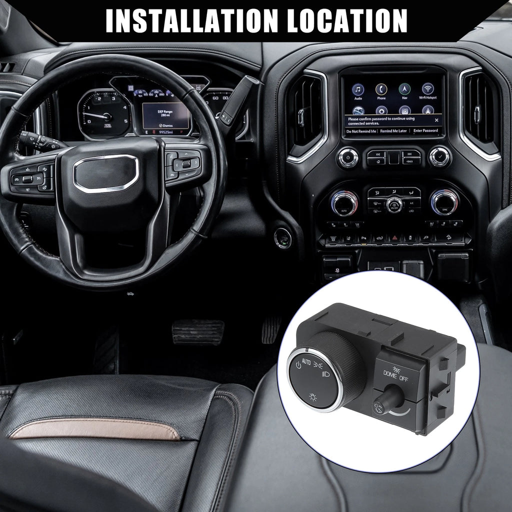 Headlight Switch Front Replacement for Chevy for GMC Black (2001–2013)