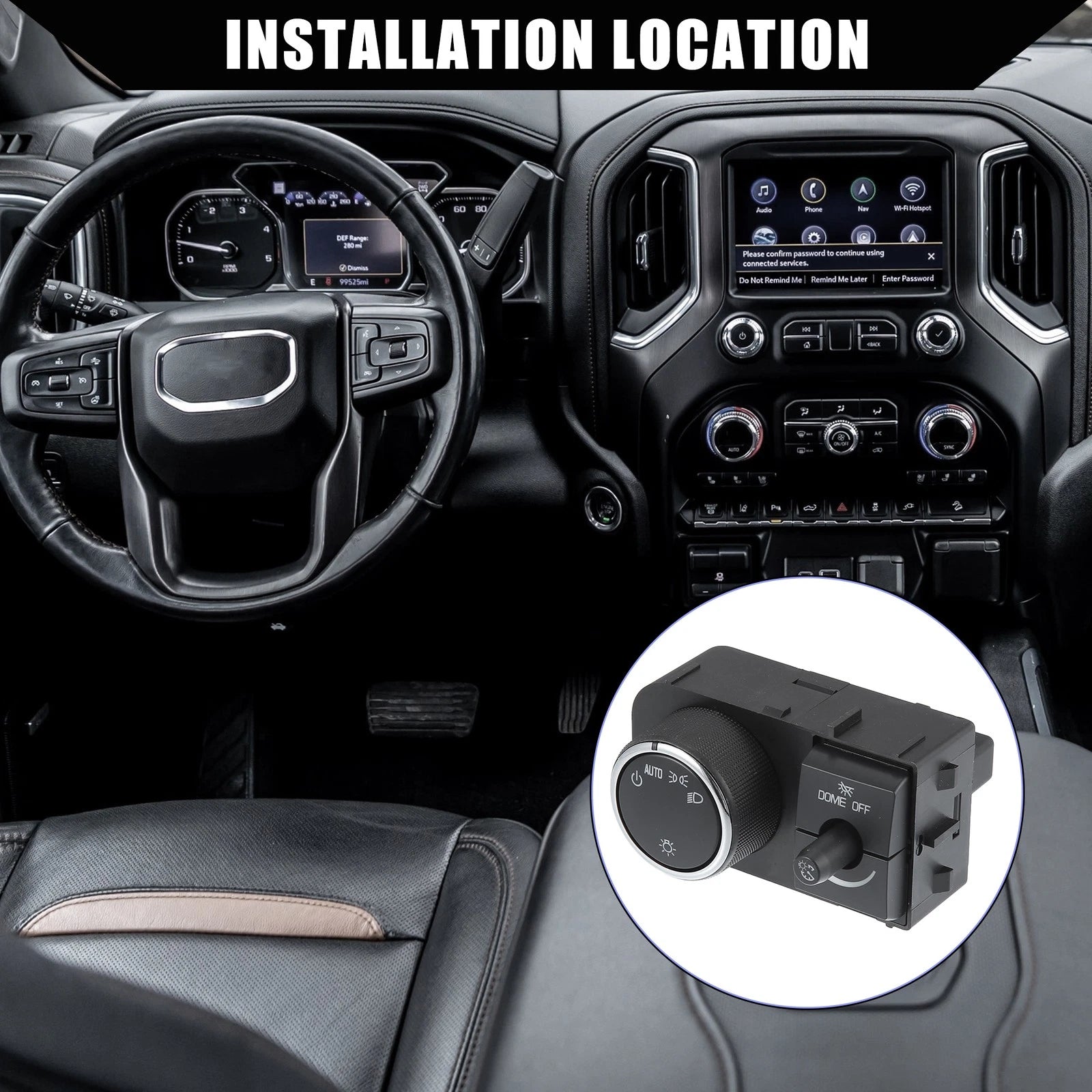 Headlight Switch Front Replacement for Chevy for GMC Black (2001–2013)