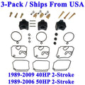 3-Pack Carburetor Rebuild Kit for Yamaha Outboard 40Hp/50Hp (1989–2009)