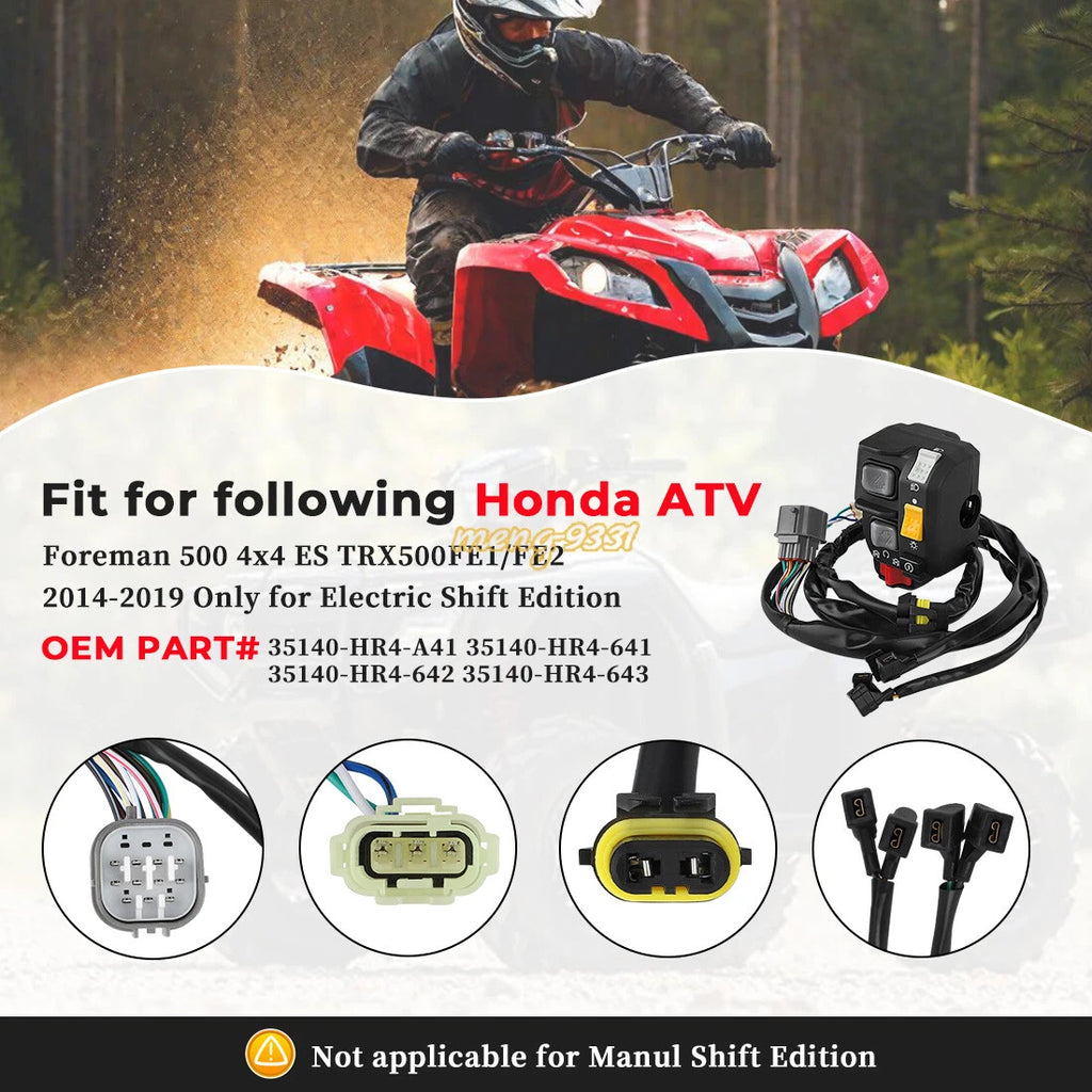 Left Handlebar Shift Start Stop Switch for Honda Foreman 500 (2005–2016)