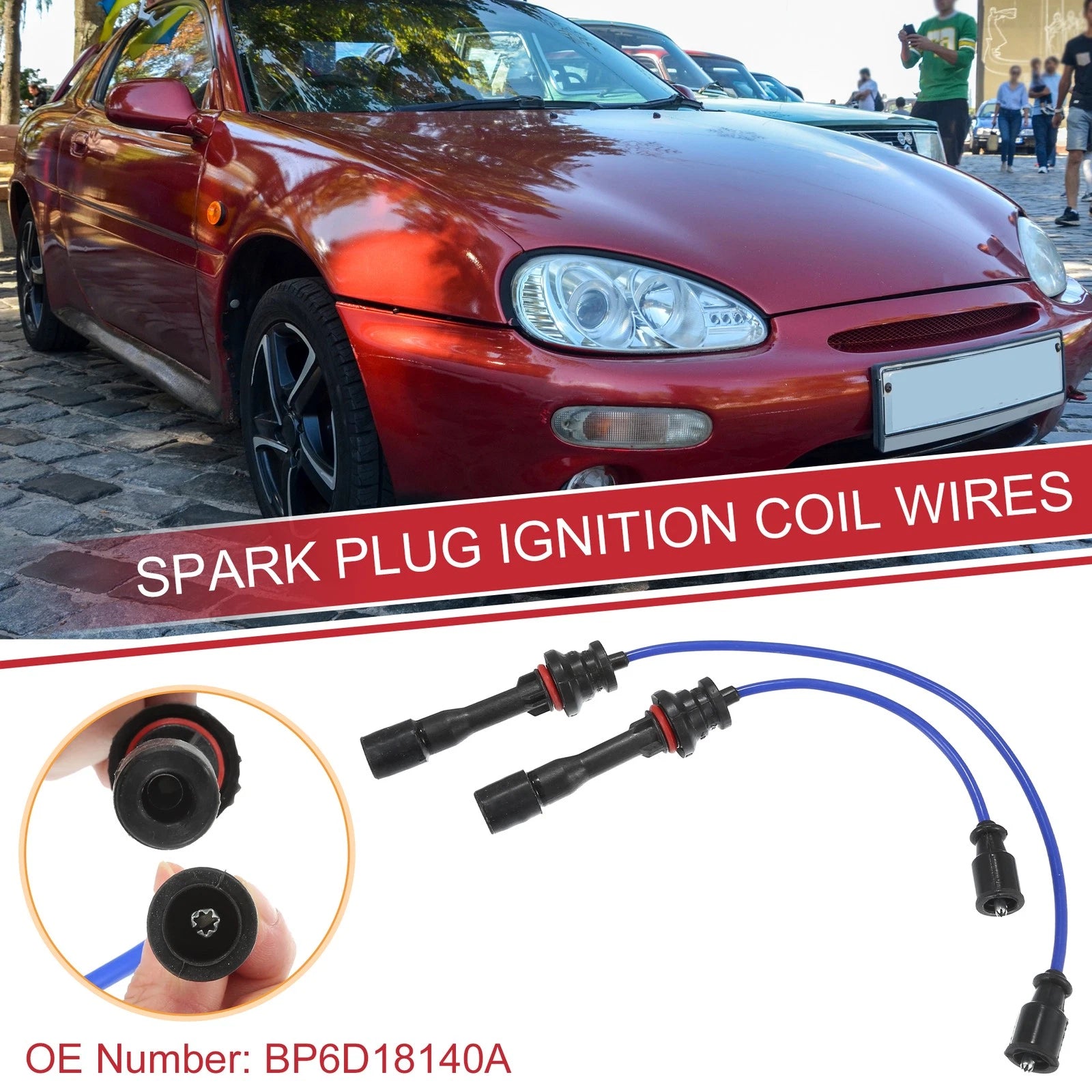 Ignition Coil Spark Plug Wire 2pcs Replacement for Mazda Miata (1990–1997)