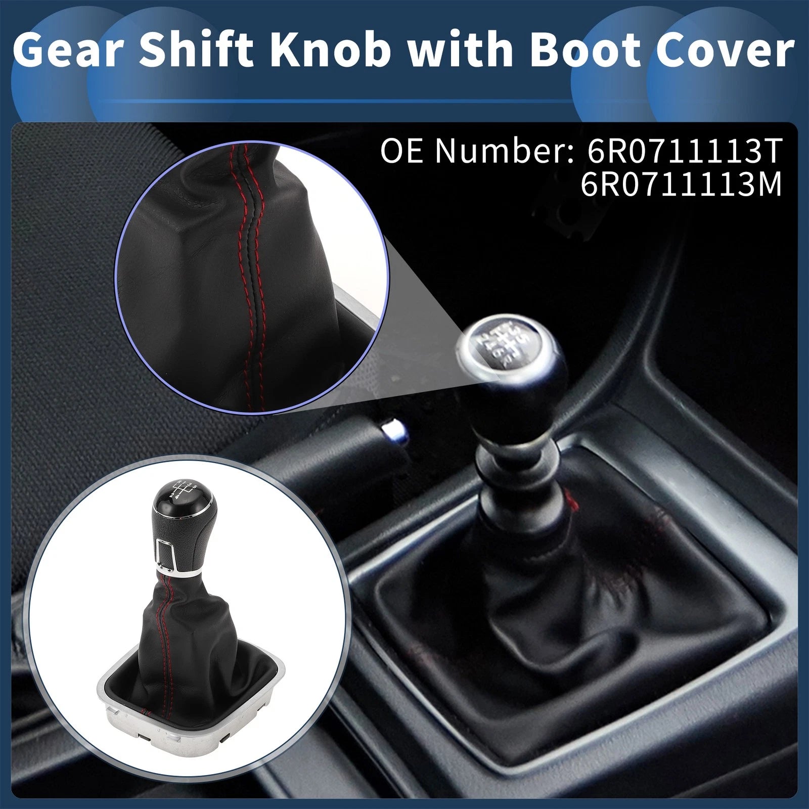 Gear Shifter Knob with Cover Replacement for VW Polo (2014–2017)