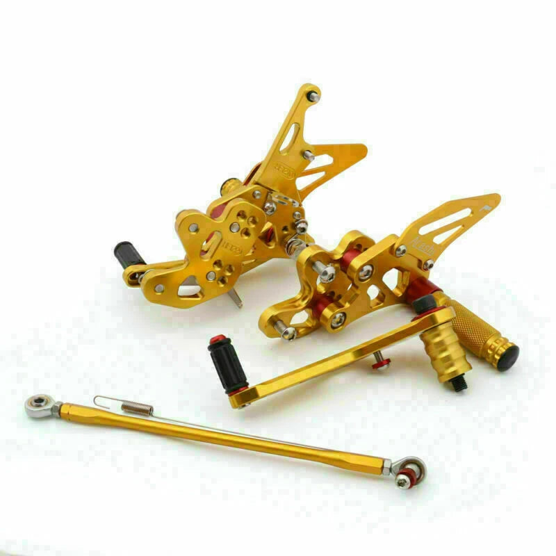 Aluminum Rearsets Footpegs Pedals for Suzuki GSX-R 600 750 (2011–2019) Gold T9