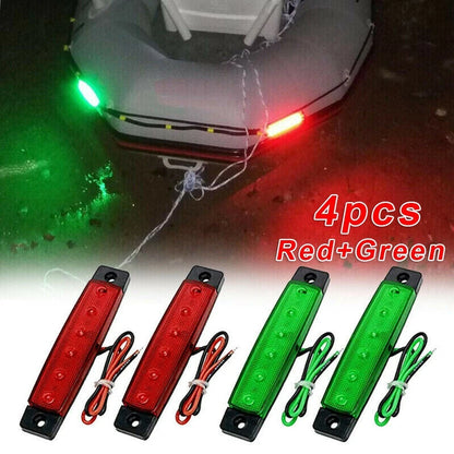 Set of 4 Boat Navigation LED Red Green Stern Lights for Marine Use