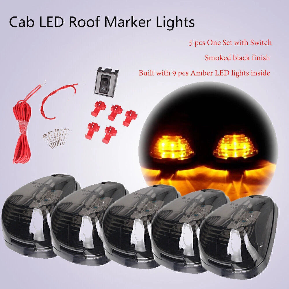 Set of 5 Cab Marker Roof Top Running Light Covers for Ford E-150 E-250 (1999–2016)