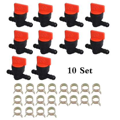 10pcs Fuel Shut Off Valve & Clamp for Briggs & Stratton (494768, 698183, 493960)