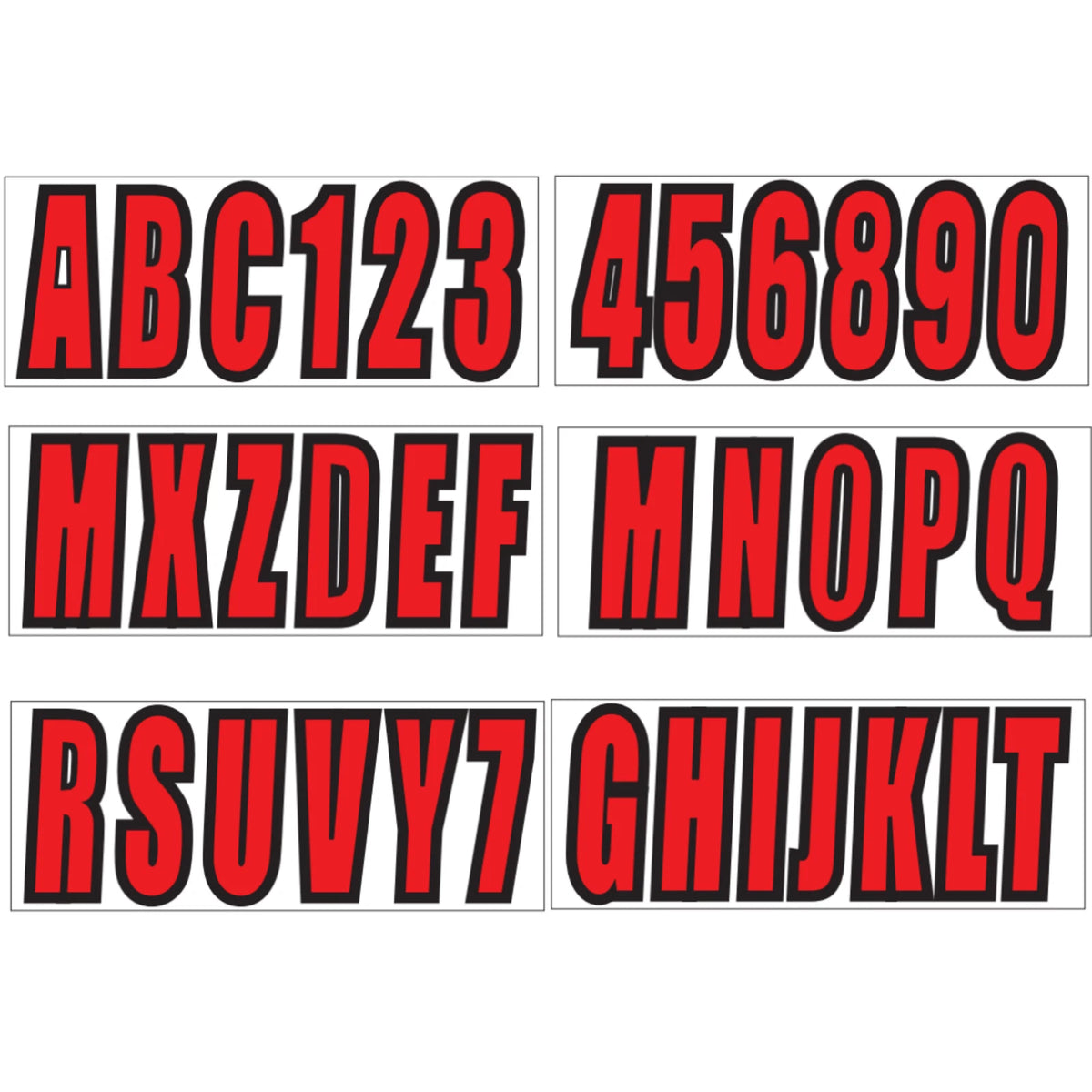 Red Boat Registration Sticker Decals A-Z & 0-9 (Universal)