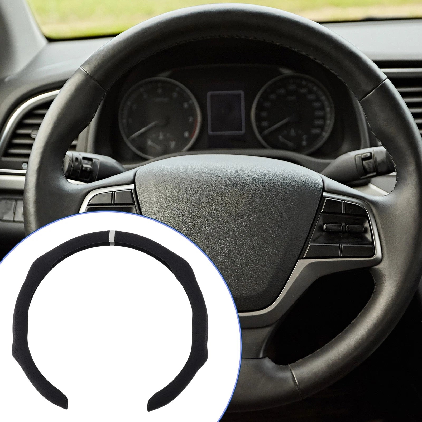 Steering Wheel Cover for Car (14.96", Black White)