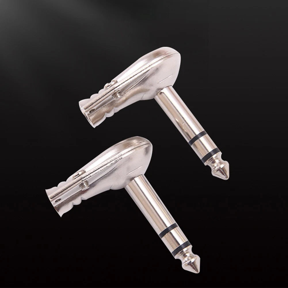 4Pcs 6.35mm Right Angle Stereo TRS Flat Male Connector for Guitar