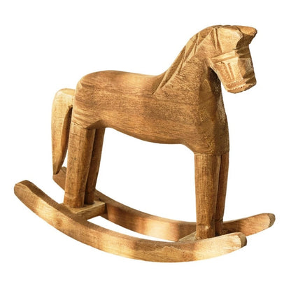 Wooden Rocking Horse Table Decor for Home and Office Spaces