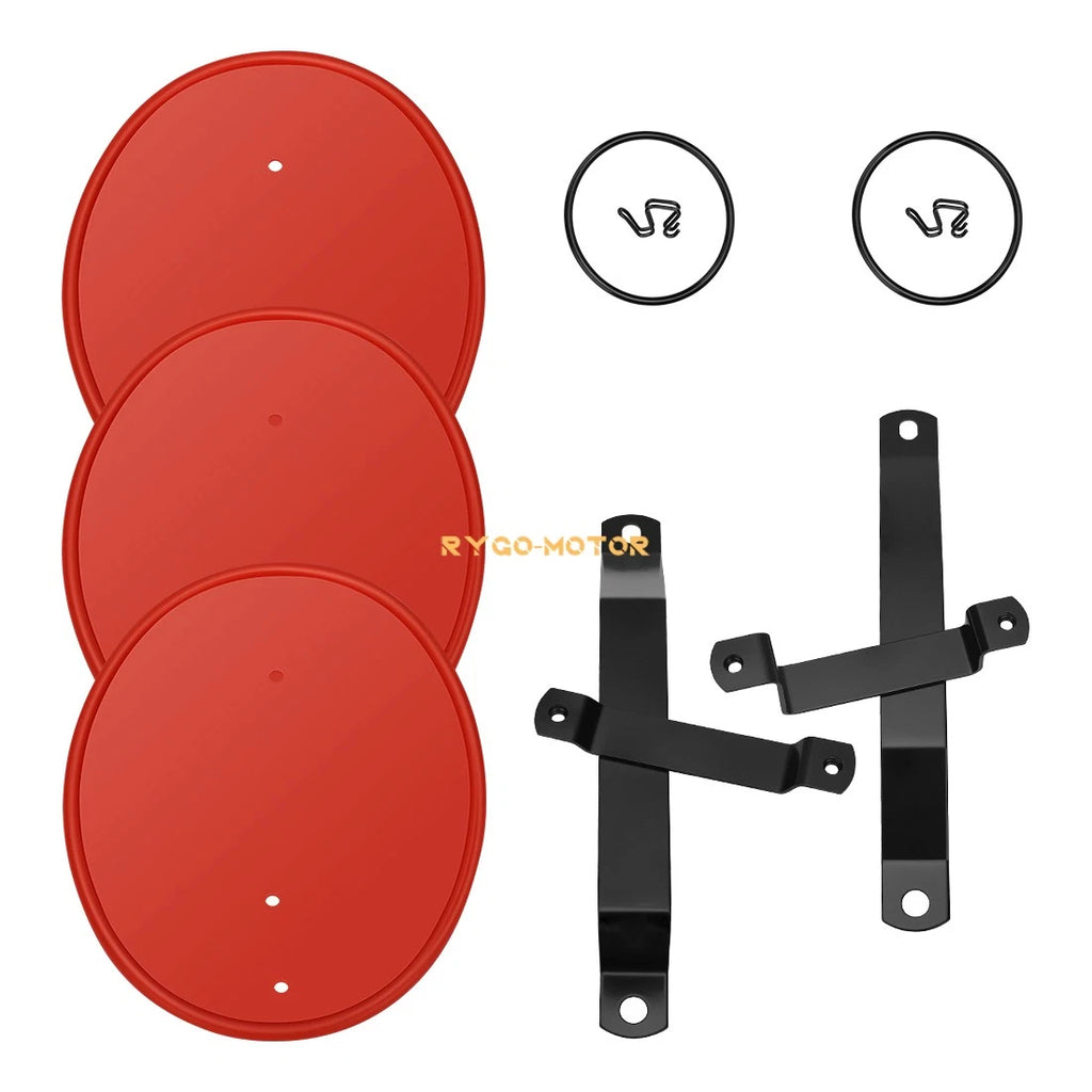 3 Red Number Plates for Honda Z50 Z50R (1979–1987) w/ Brackets & Clips