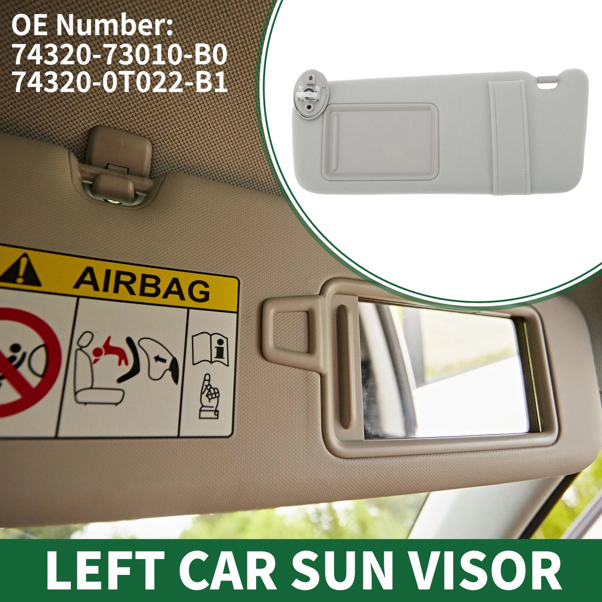 Left Sun Visor for Toyota Venza (2009–2015) with Mirror No. 74320-73010