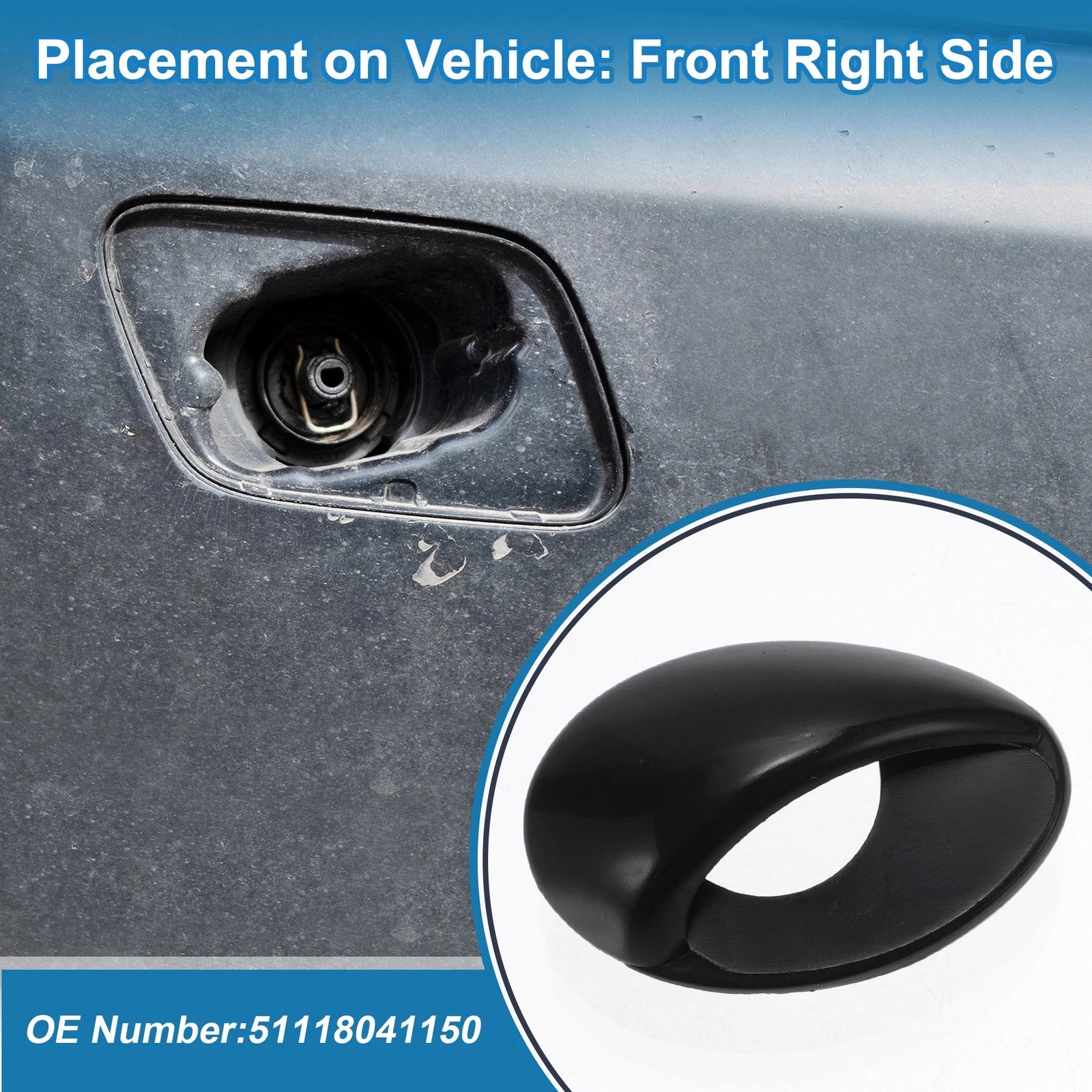 Front Right Headlight Washer Nozzle Cap for BMW M3 (2008–2013) Unpainted