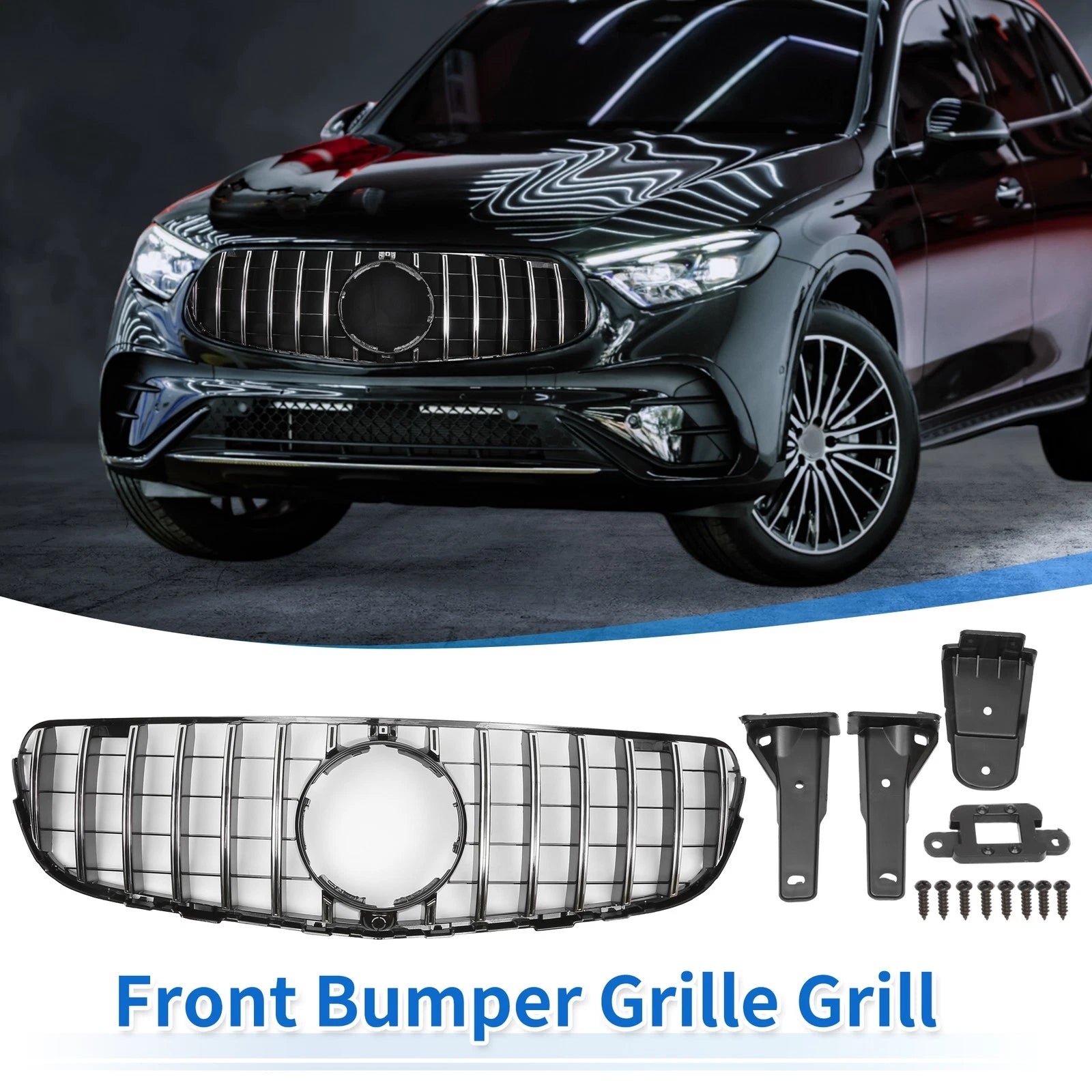 Front Upper Bumper Grille Grill for Mercedes-Benz GLC250 (2017–2018)