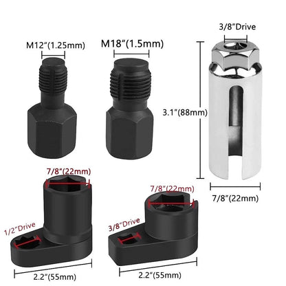 5pc Oxygen Sensor Socket Wrench Set 22mm for Vehicle Maintenance