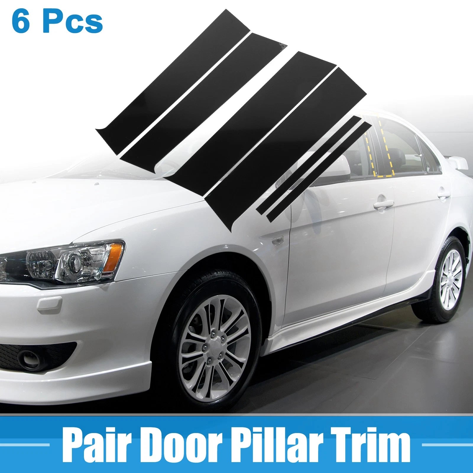 6Pcs Windshield B Pillar Trim Exterior Garnish for Mitsubishi Lancer (2008–2017)