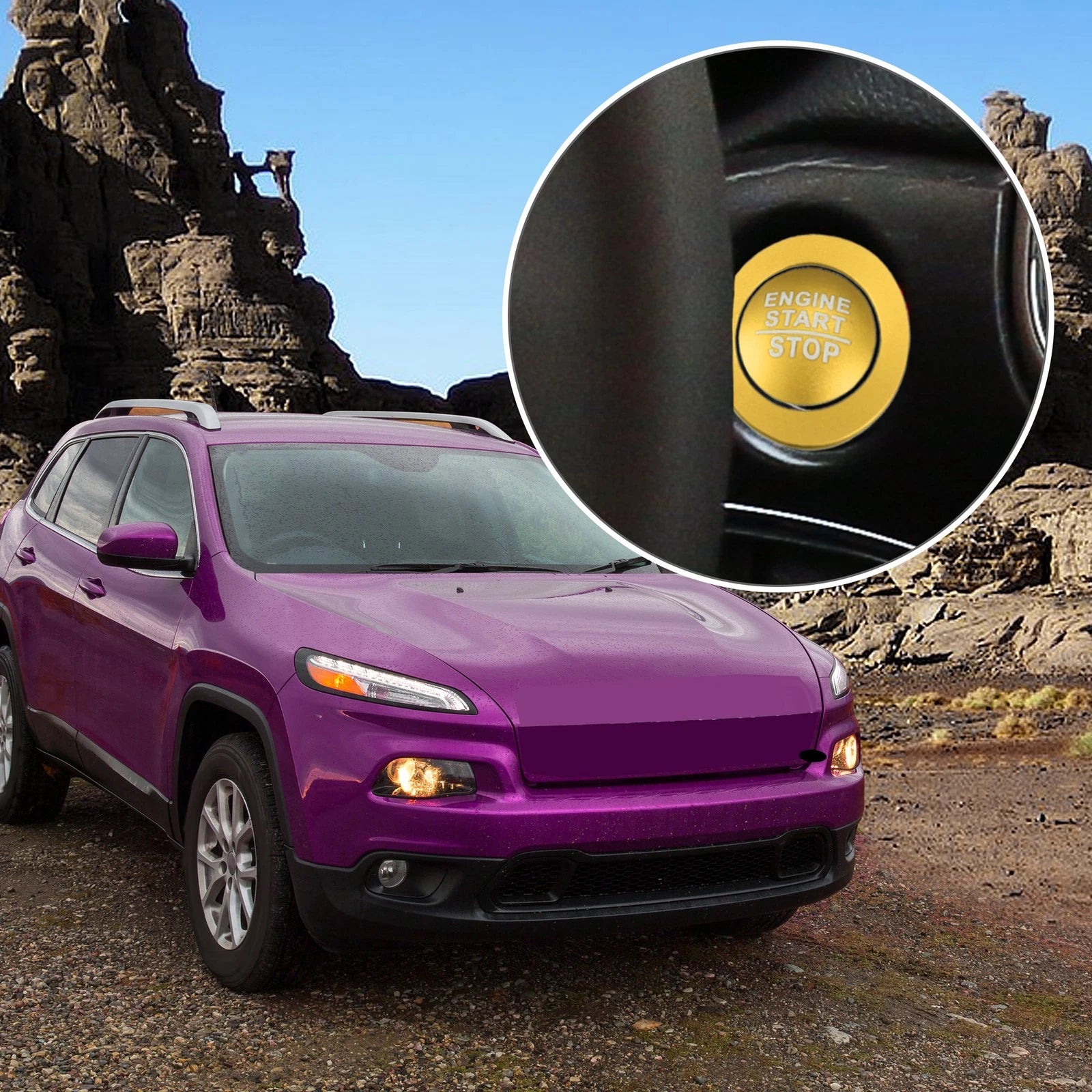 Engine Start Stop Button Cover Trim Kit for Jeep Cherokee (2014–2023)