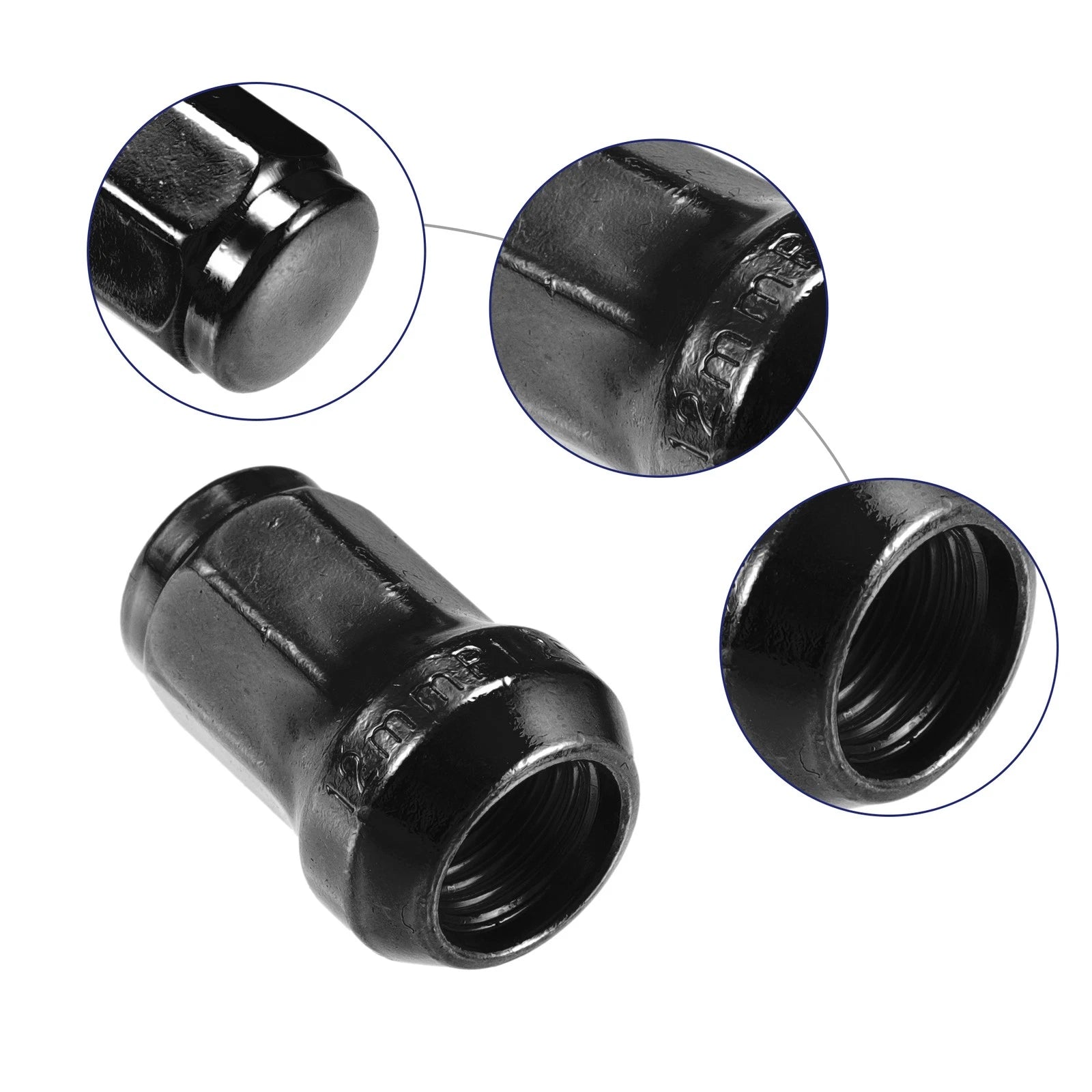 Wheel Lug Nuts Set M12x1.25 Replacement for Honda Chevy Nissan (Black)