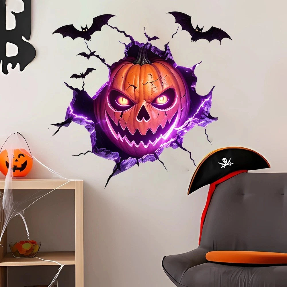 Halloween Spirit Wall Decal PVC Pumpkin Design for Home Interior Decoration
