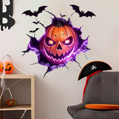 Halloween Spirit Wall Decal PVC Pumpkin Design for Home Interior Decoration