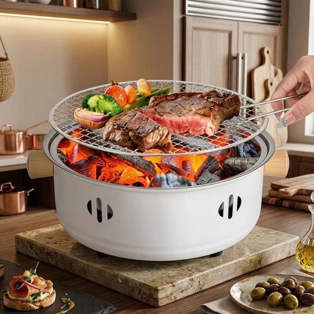 Charcoal Grill with Non-Stick Grate for Outdoor Cooking