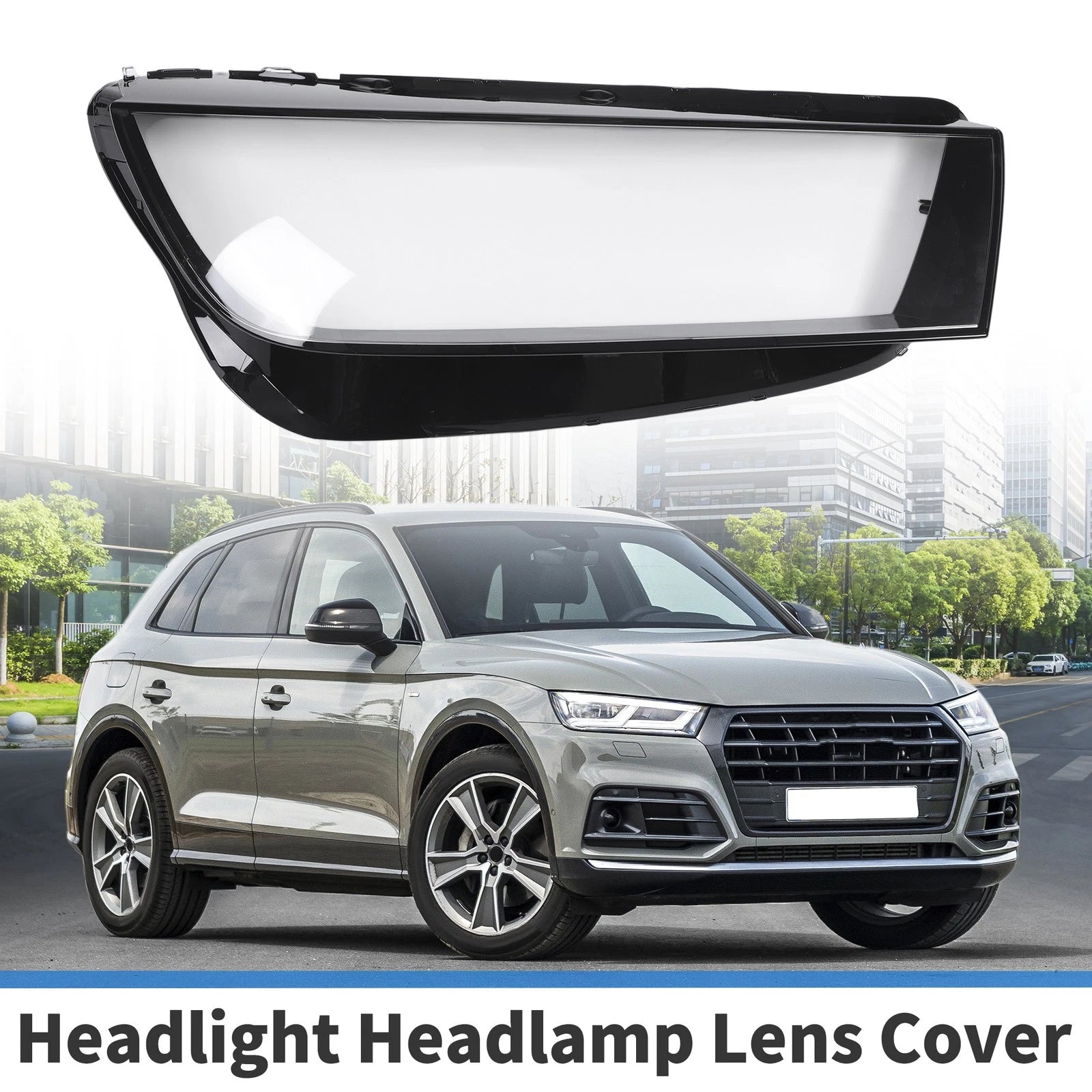 Headlight Lens Cover Front Right Replacement for Audi Q5 (2018–2020)