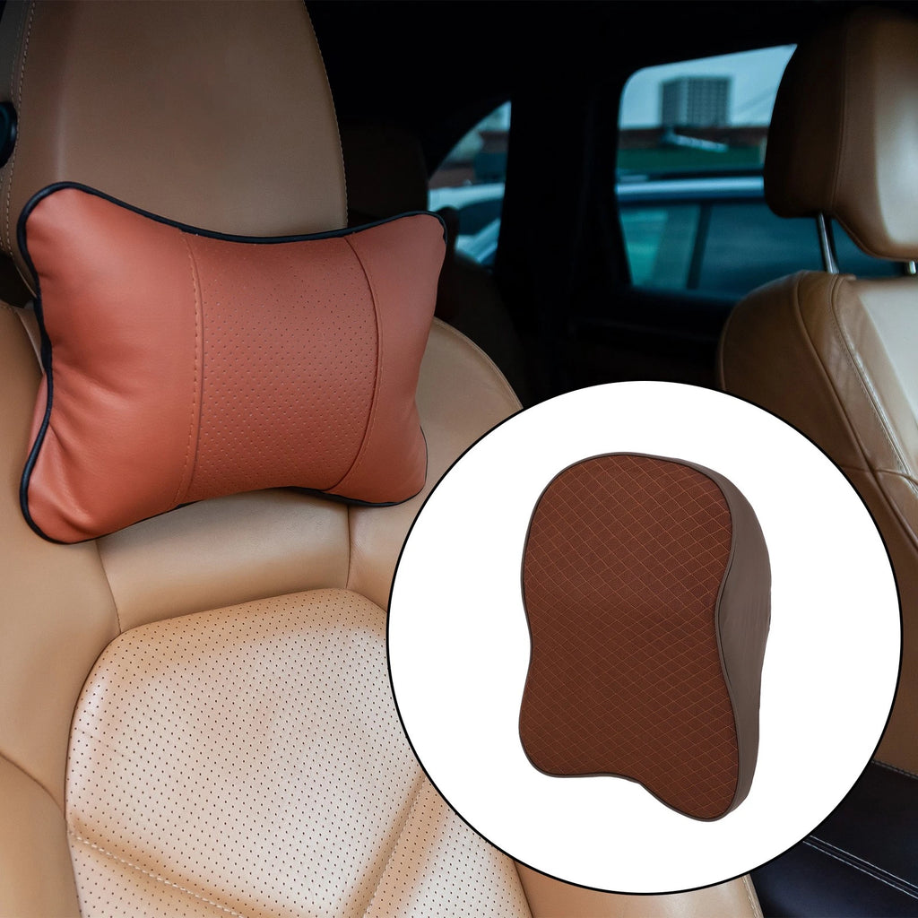 Car Seat Headrest Pillow for Neck Back (Terylene Memory Foam, Coffee)