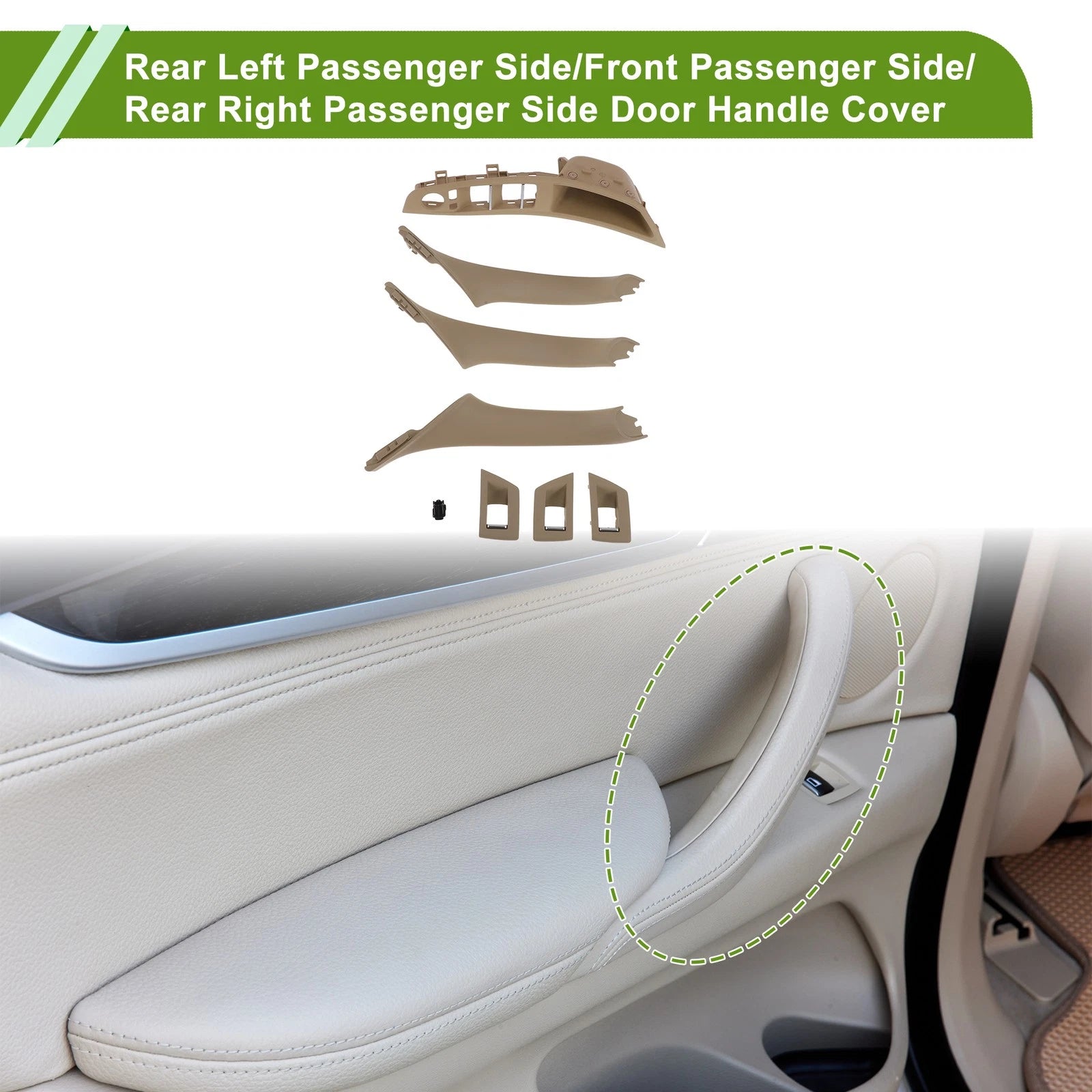 Door Panel Handle Pull Trim Cover for BMW 5 Series (2011–2016) Beige