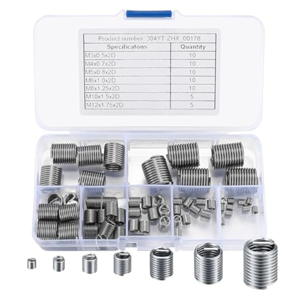 60pcs Stainless Steel Helicoils for Various Sizes