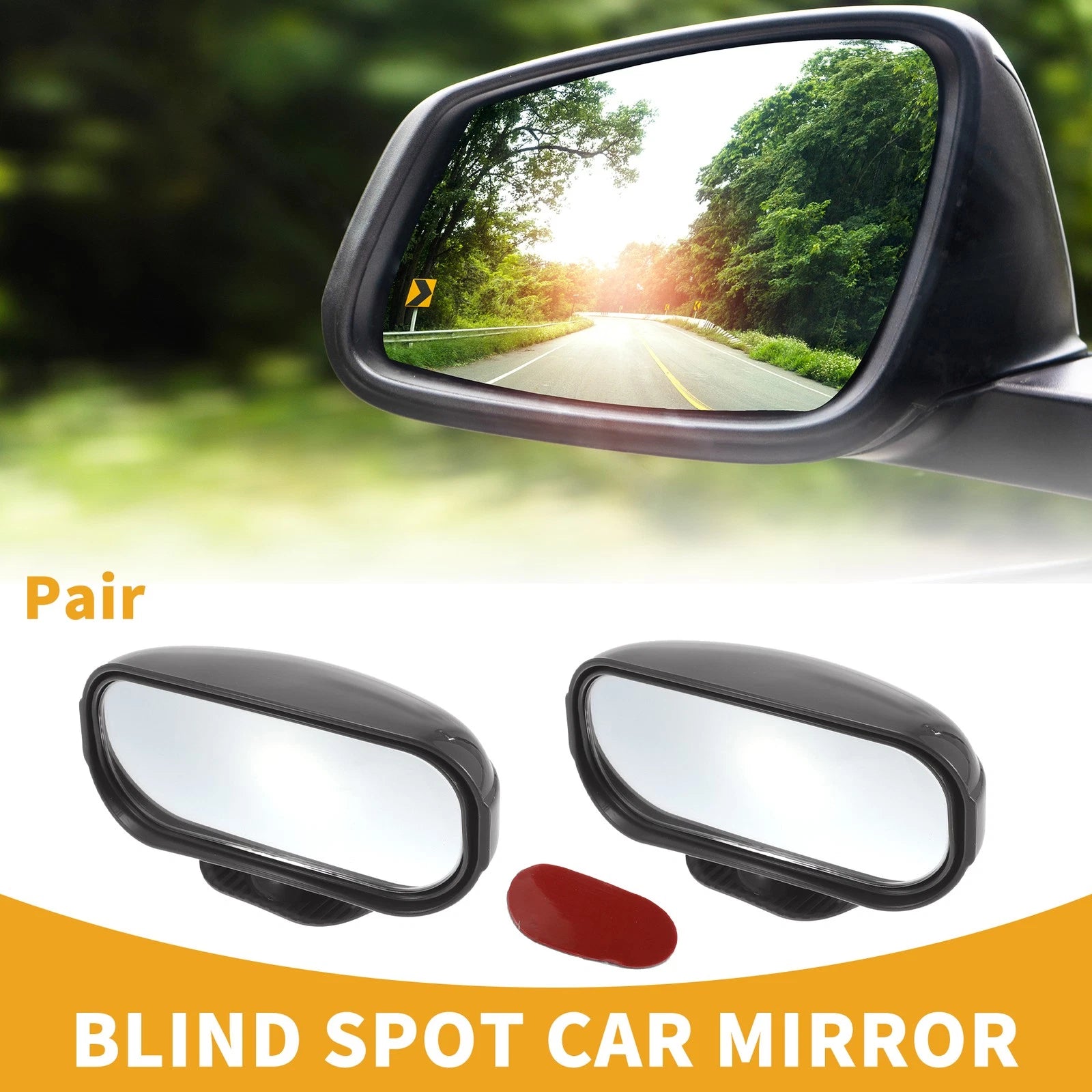 1 Pair Universal Blind Spot Mirrors 360° Rotation Adjustable ABS Black