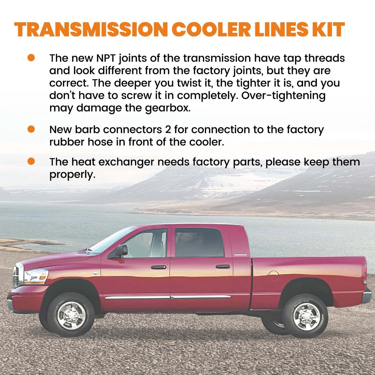 Transmission Cooler Hose Line Kit for Dodge Ram Cummins 5.9L 48RE (2003–2007)