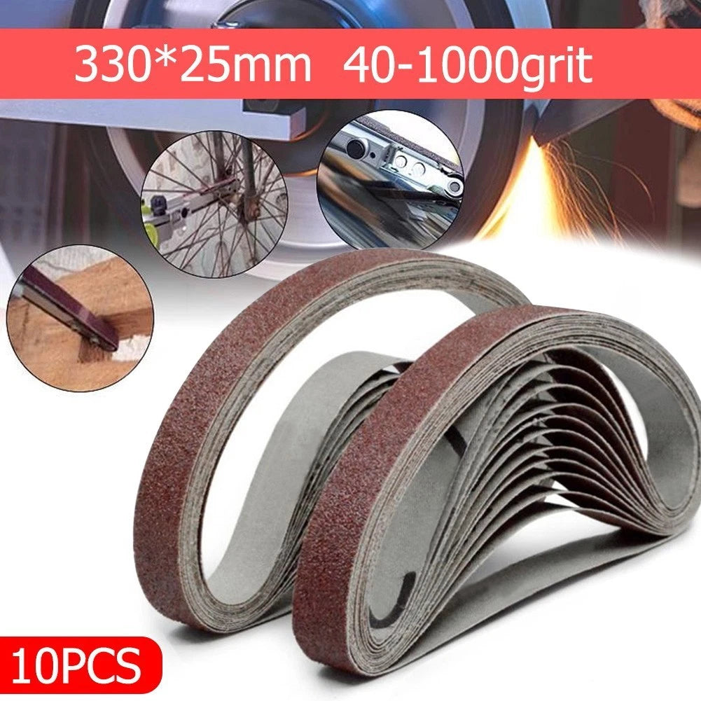 10pcs Sanding Belt 25x330mm for Grinding and Polishing