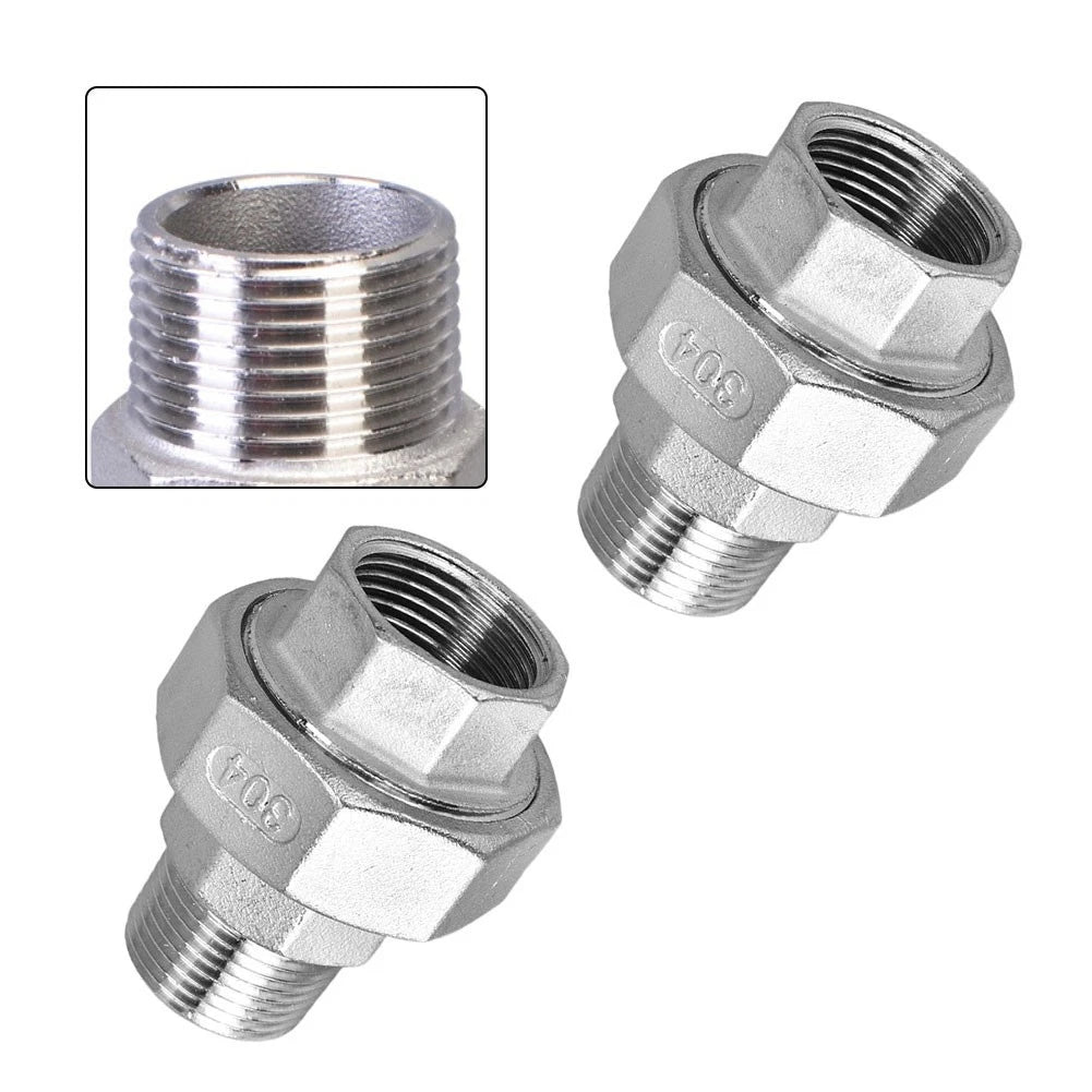 2X 304 Stainless Steel Threaded Connectors for Municipal Engineering