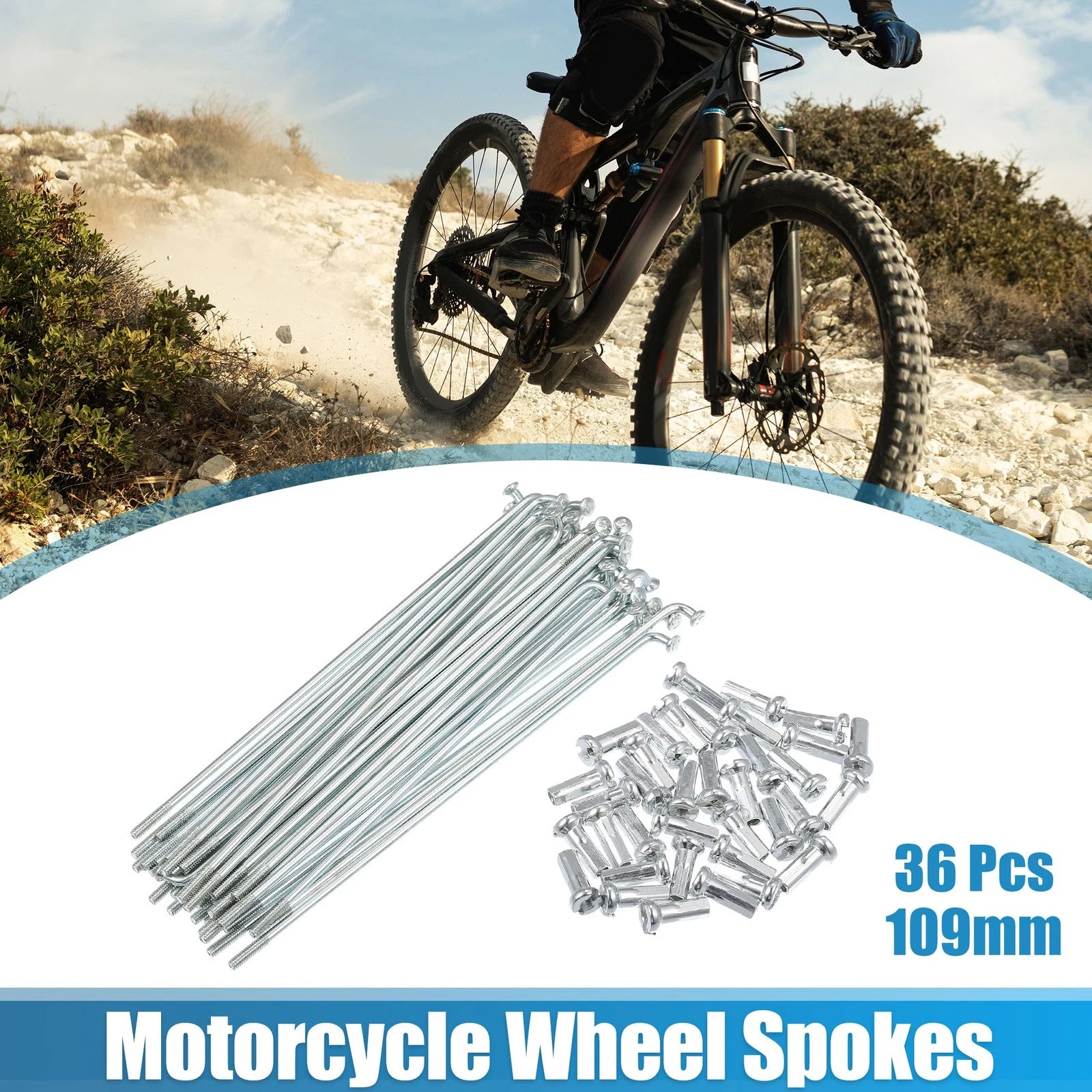 36pcs J Bend Bicycle Spokes Galvanized 109mm with Nipples for 14G