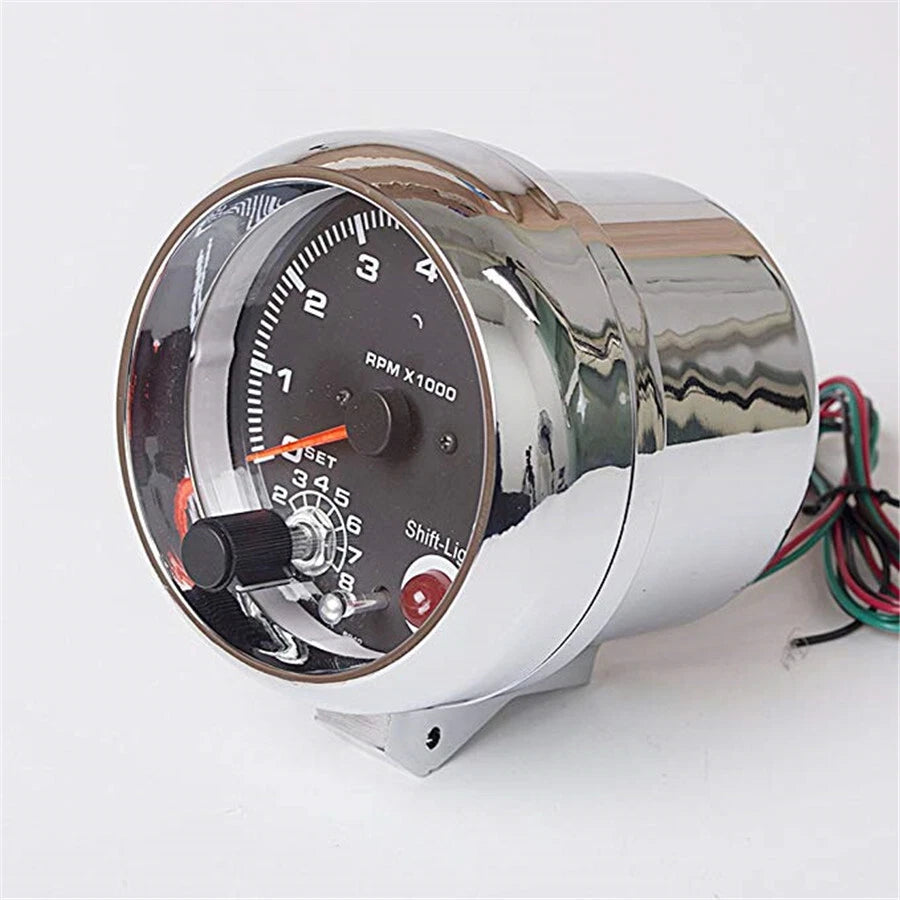 3.75" Universal Car Tachometer Tacho Gauge with Red LED Shift Light