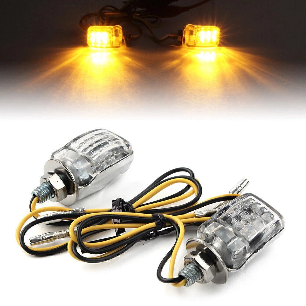 Chrome Universal LED Motorcycle Turn Signal Indicator Light Warning Blinker Lamp