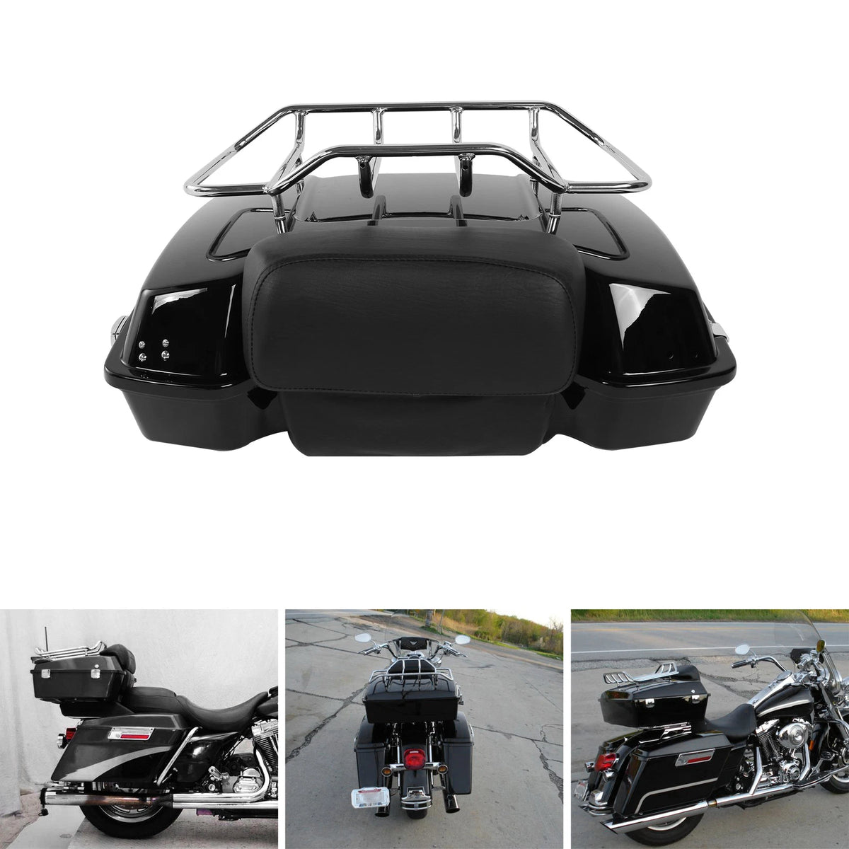 Razor Trunk & Luggage Rack & Backrest Pad for Harley Touring Road Glide (1997–2013)