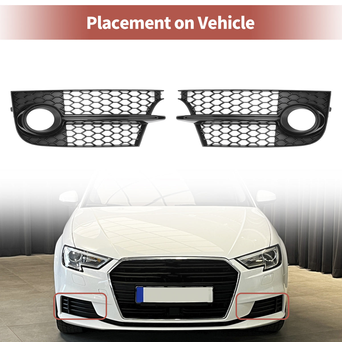 Front Fog Light Grill Pair for Audi TTS Quattro (2008–2014)