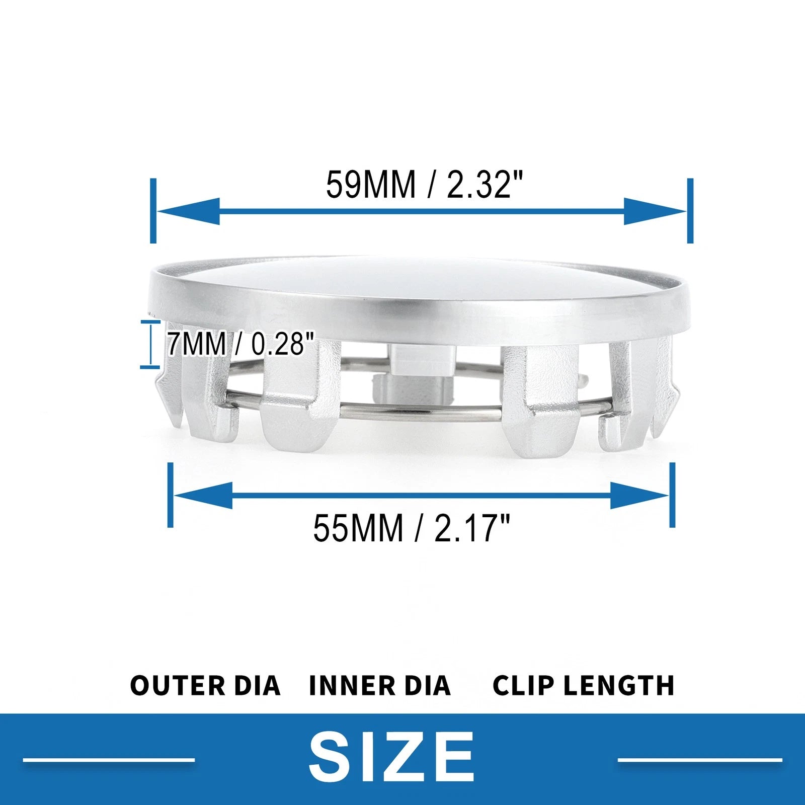 59mm Wheel Center Hub Cap for Universal Fit (Durable Silver Tone)