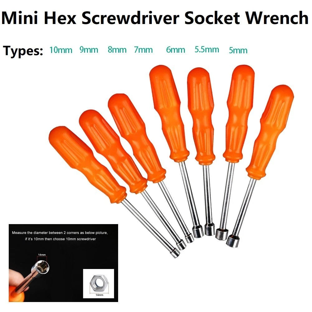 Screwdriver Socket Wrench Set 5/5.5/6/7/8/9/10mm for (190-200mm)