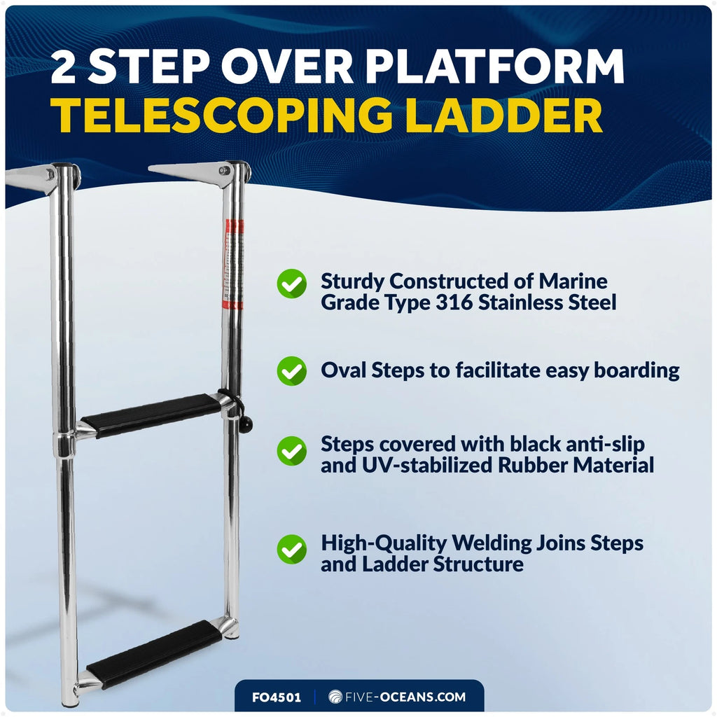 2 Step Telescoping Boat Ladder for Over Platform (Universal Fit)